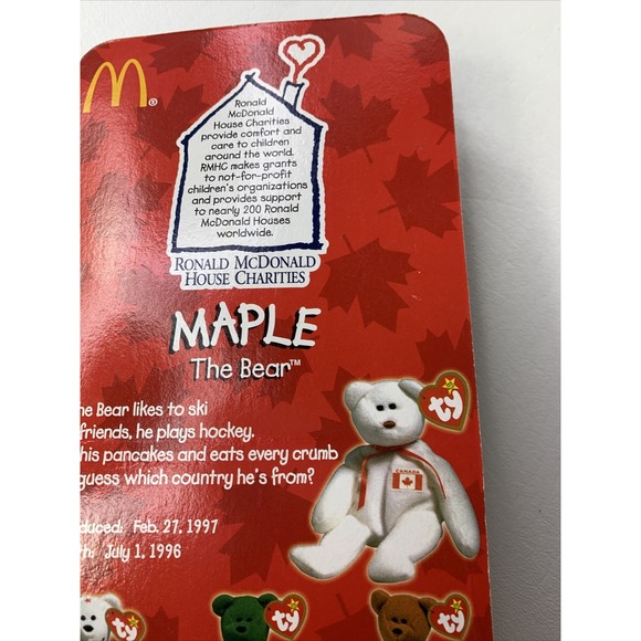 Maple the Bear Beanie Baby WITH RARE ERRORS Damaged Bubble - Picture 7 of 12